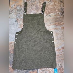 Green Corduroy Overall Dress